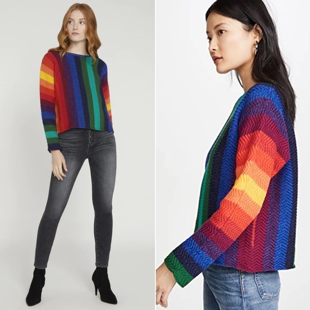 Alice + Olivia Dessie Rainbow Stripe Sweater